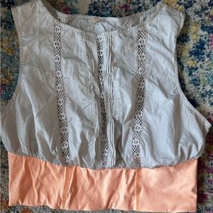 Free people gray crop top Sz M Lacey detail